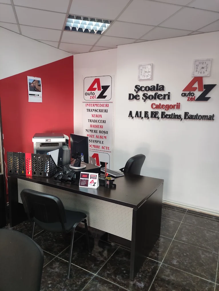 Recepția Auto Zel cu logo și lista de categorii de permis